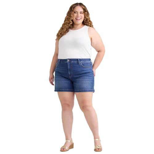 Terra & Sky Women's Plus Size Denim A-line Short, 5" Inseam, 16W-24W