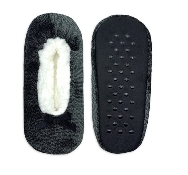 Fuzzy Babba Women's Slipper Socks, 1-Pack, One Size (BLACK BOW)