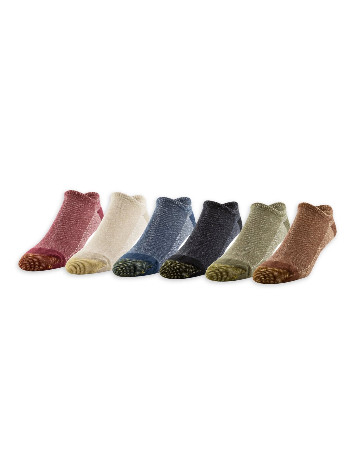 GOLDTOE Edition Men's No Show Socks, 6-Pack, 8-12, Tan