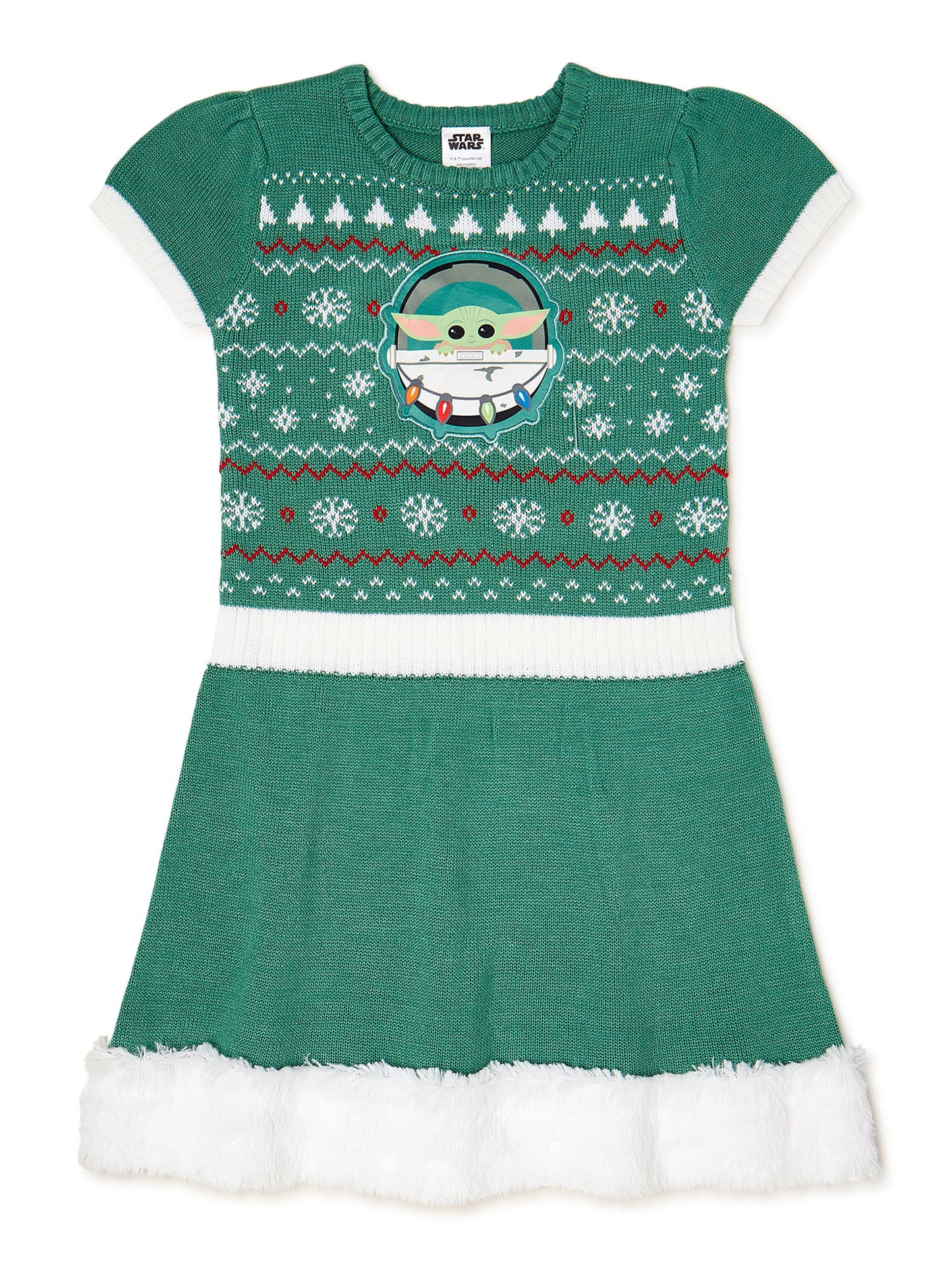 Star Wars Yoda The Child Holiday Girls’ Sweater Dress, XS