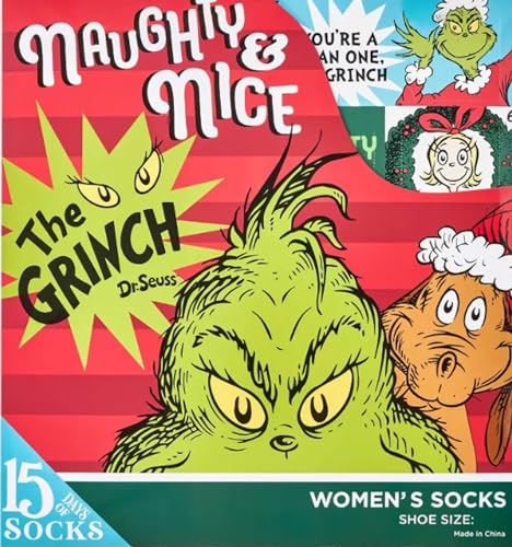 Women's Dr. Seuss' The Grinch 15 Days of Socks Advent Calendar - 4-10