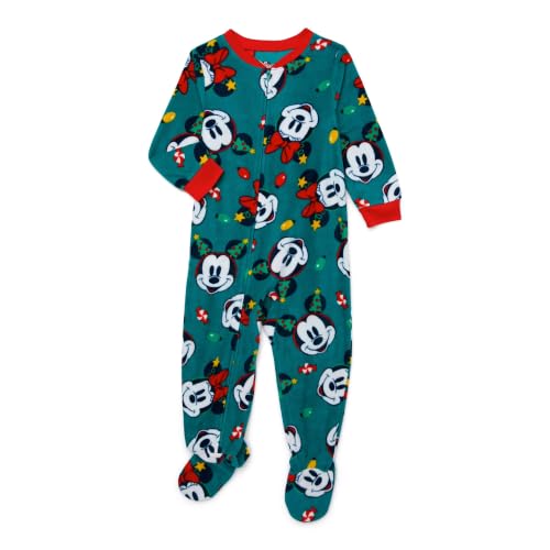 Disney Minnie Mouse Character Toddler Christmas Fleece One-Piece Sleeper, 2T