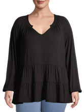 Load image into Gallery viewer, Terra &amp; Sky Women&#39;s Plus Size Tiered Tunic Peasant Top
