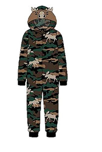 Komar Boys Hooded Moose Union Suit Blanket Sleeper Pajamas