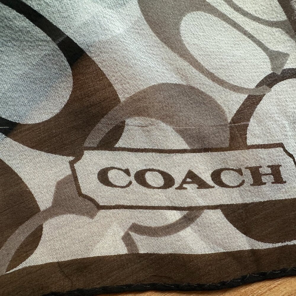 Vintage Coach - Black, Grey & White Sheer Signature C Scarf - Approx. 60 x 10.5