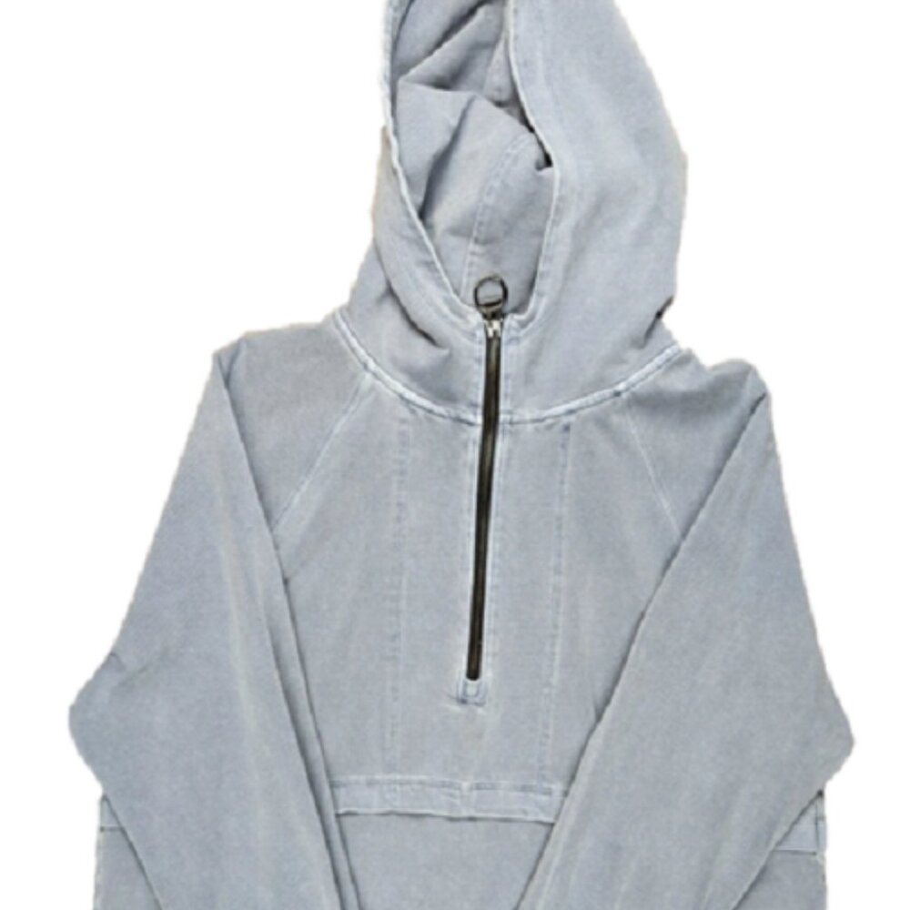 Calvin Klein Performance Womens Garment-Dyed 1/2-Zip Hoodie Blue, XS