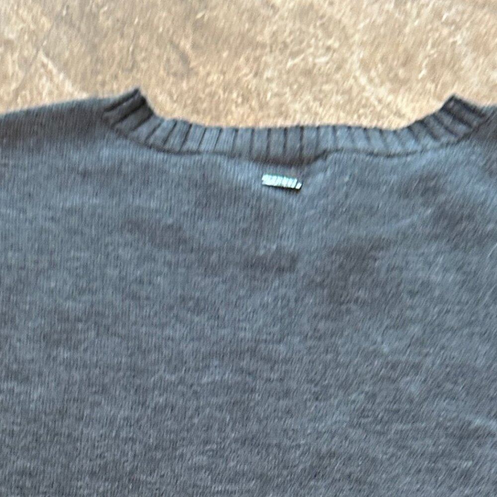 DKNY Black/Pink Contrast Trim Crew Neck Knit Sweater - Pink Trimed - Size XS