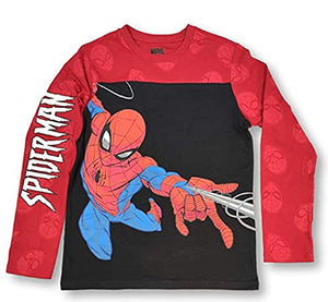Marvel Spiderman Shirt for Boys Web Slinging Long Sleeve Tee (XX-Large 18) Black