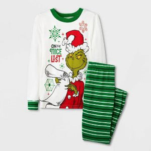 Kids Grinch Holiday Pajamas Kids Unisex Sleepwear - 2pc sets Union Suits Footed Pajamas