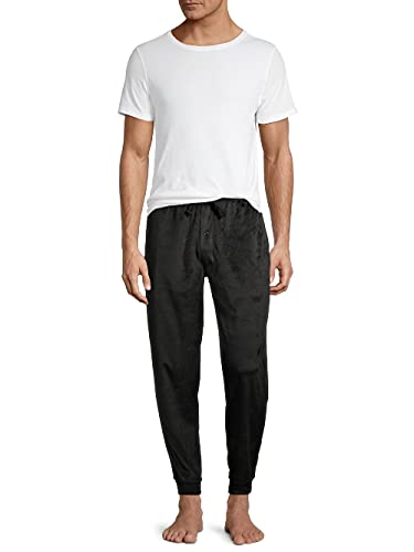 George Men's Silky Fleece Lounge Joggers Black, Large