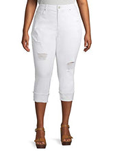 Load image into Gallery viewer, Terra &amp; Sky Women&#39;s Plus Size Skinny Denim Capri with Roll Cuff
