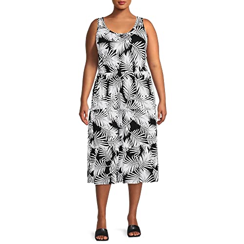 Terra & Sky Women's Sleeveless Tiered Midi Dress, Black or Tan, OX