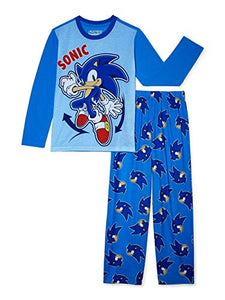 Sonic Boys Long Sleeve Top & Long Pants 2-Piece Pajama Set, Sizes 4-12 (X-Small) Blue