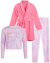 Load image into Gallery viewer, Freestyle Revolution Girls&#39; Pajama Set - 3-Piece Long Sleeve T-Shirt, Robe, and Joggers
