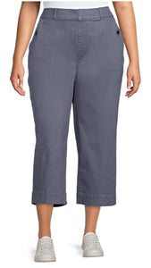 Grey Plus Size Wide Leg Pull-On Capri Pants - 1X