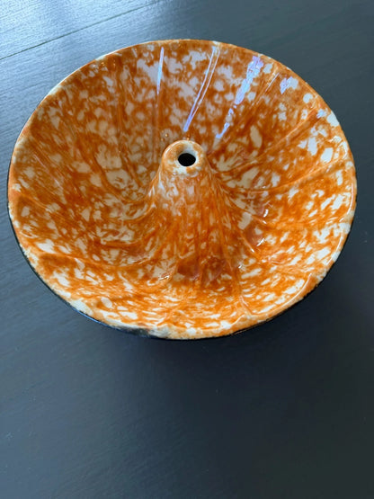 Stangl Town & Country Hand Painted Orange Spongeware Jello Mold Bundt Pan