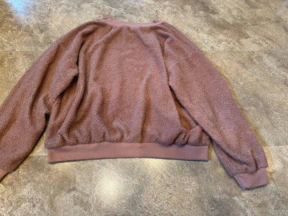 Womens Mauve Oversized Sherpa Lined Fuzzy Sweater - Size Small