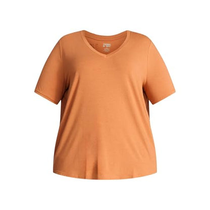 Terra & Sky Women's Plus Size V-Neck Tee with Short Sleeves, Size 0X-5X