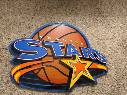 Rare Vintage Trenton Shooting Stars Basketball Arena Logo Sign 1999-2001 NJ IBL