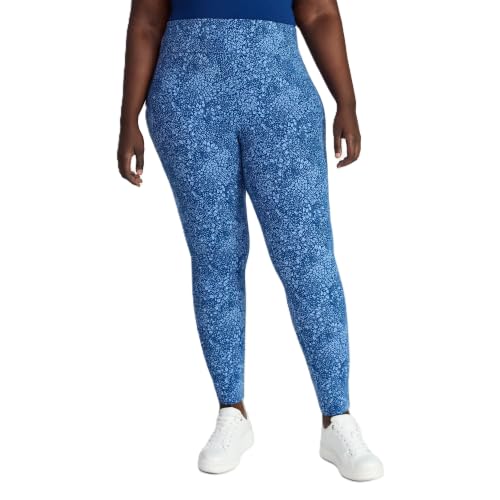 Terra & Sky Plus Size High Waist Ultimate Legging - Leafy Camo Indigo, 0X-4X
