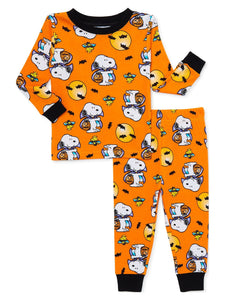 Peanuts Snoopy Halloween Toddler Boy and Girl Unisex Cotton Pajama Set, 2-Piece, Sizes 12M-5T