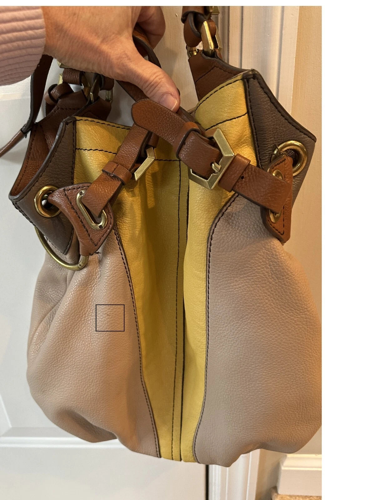 OrYany Handbag Victoria Dove Colorblock Pebble Grain Leather Bag Crossbody Hobo