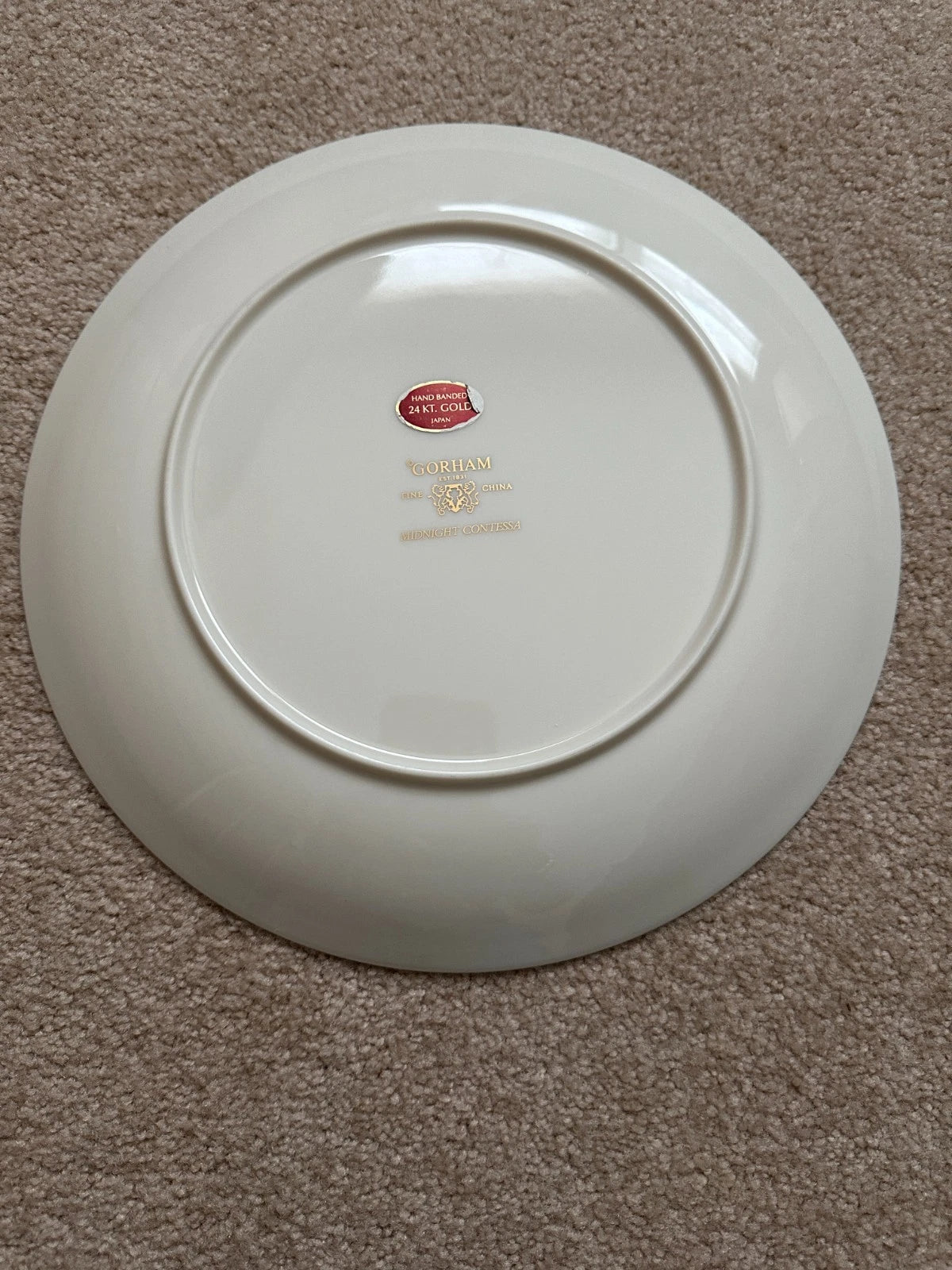 12 Gorham Midnight Contessa Dinner Plates - 10 7/8" - Gold, Platinum, Black