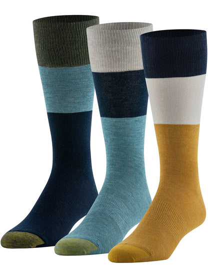 GoldToe Edition Mens Crew Socks Assorted, 3 Pack, 8-12