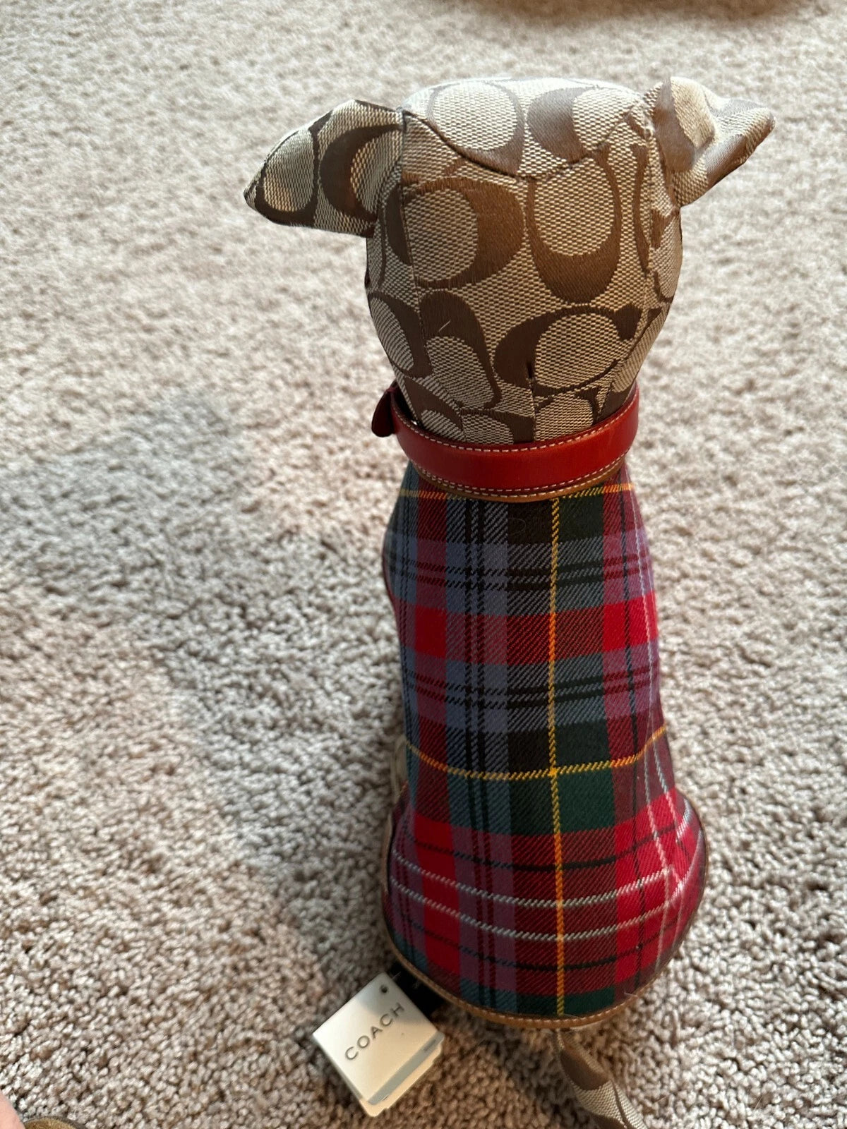 Authentic Coach Signature C Stuffed Toy Dog With Jacket & Collar - NWT