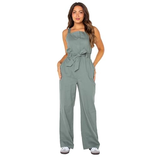 Celebrity Pink Women's Juniors Short Sleeve High Rise Wide Leg Denim Jumpsuit - Shadow, 2X