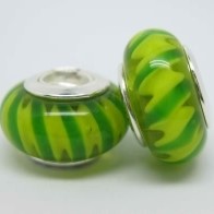 Murano Glass European Style Glass Beads Charms (Green Swirl)