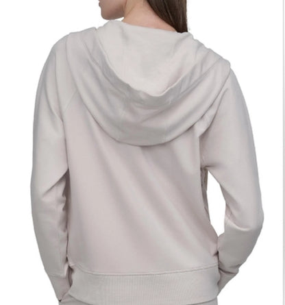 DKNY Women's Off-White Zip-Up Hoodie - Size Small
