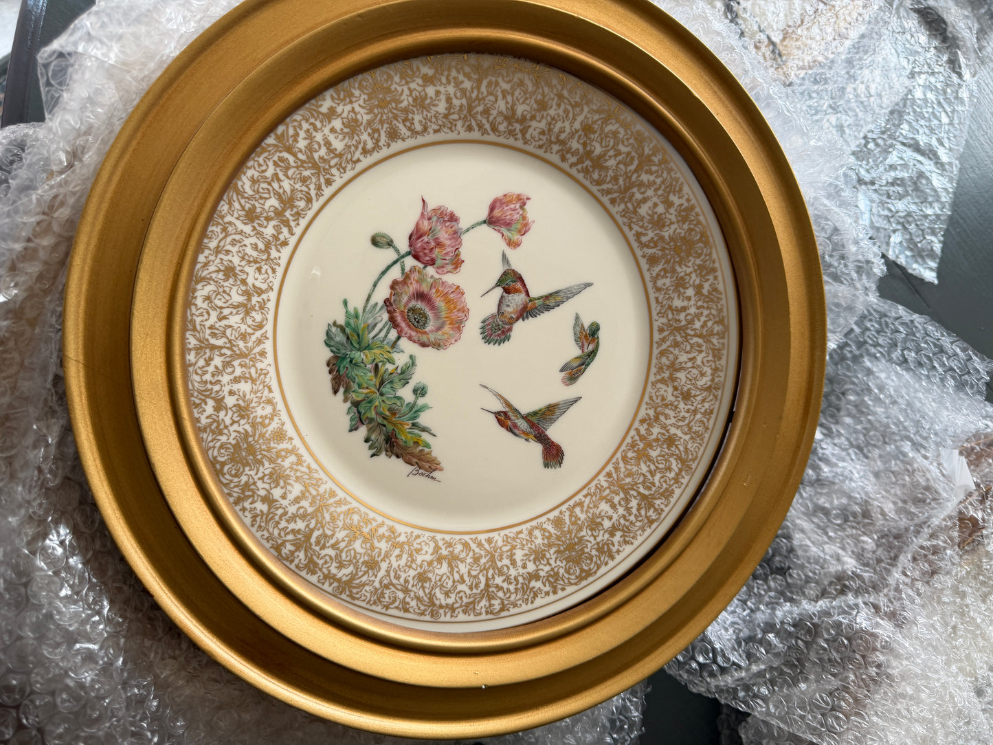 Lenox Annual Limited Edition Boehm Birds Collector Plates Edward Marshall Boehm (Rufous Hummingbird - Framed)