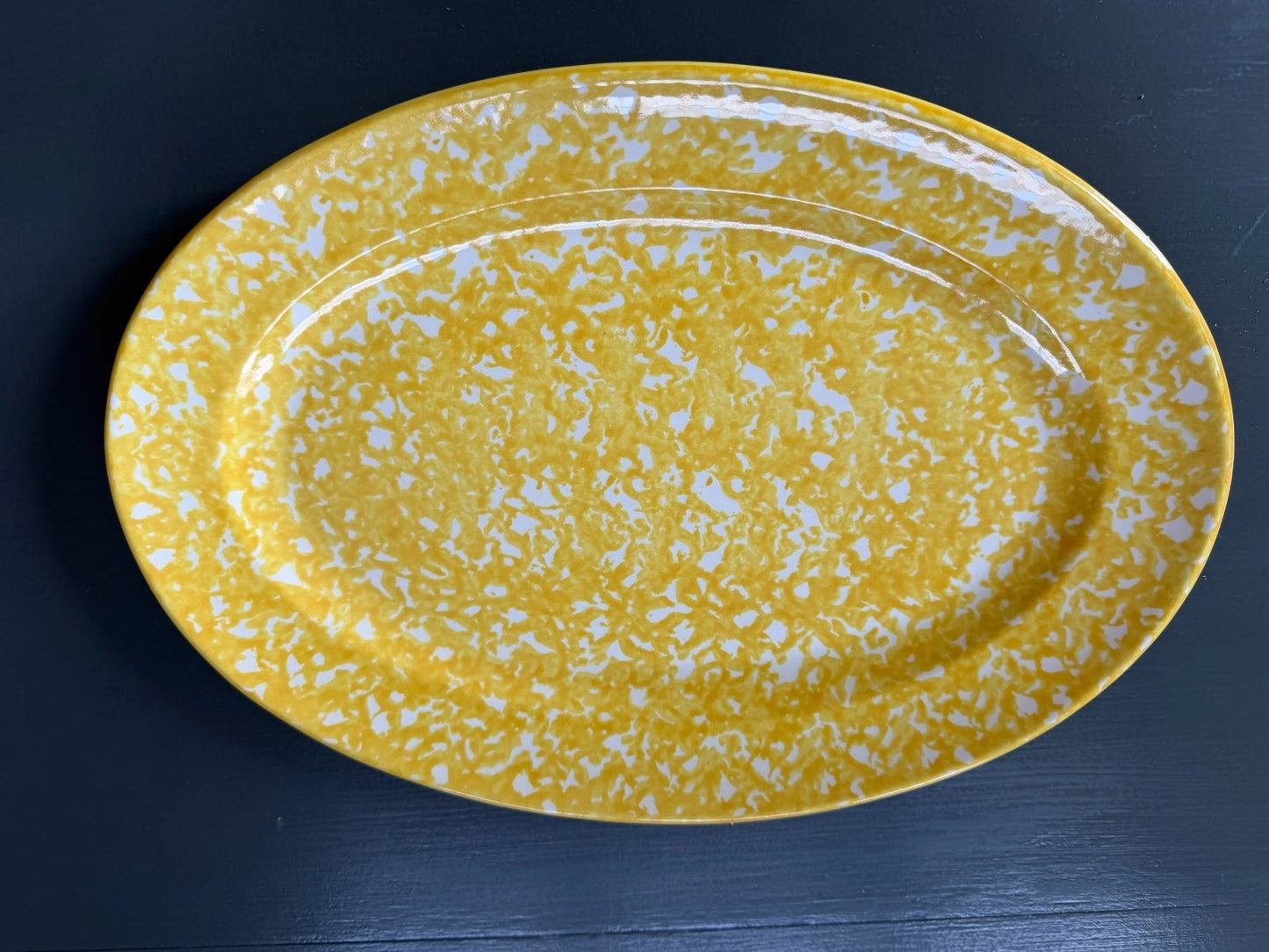 Stangl Spongewear Town & Country Yellow large Serving Dish 15.25 x 10.5