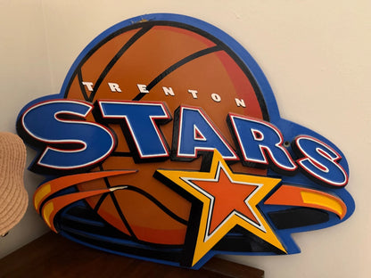 Rare Vintage Trenton Shooting Stars Basketball Arena Logo Sign 1999-2001 NJ IBL
