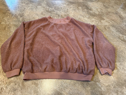 Womens Mauve Oversized Sherpa Lined Fuzzy Sweater - Size Small