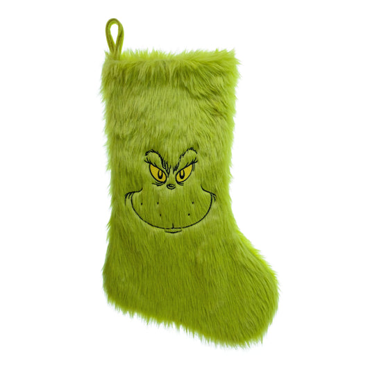 Dr Seuss' The Grinch Who Stole Christmas, Grinch Furry Stocking, 20 inches Tall, Grinch Green