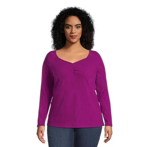 Terra & Sky Women's Plus Size Sweetheart Rib Top - 1x-5X New