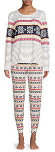 Treasures Womens 2pc Pamama Set - Fair Isle Gnome Santa Baby Lighten UP Naughty Nicely