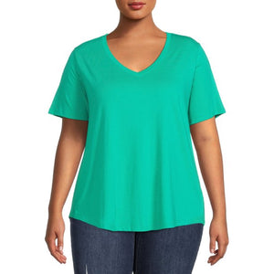 Women's Plus Size Short Sleeve Core V-Neck Tee New