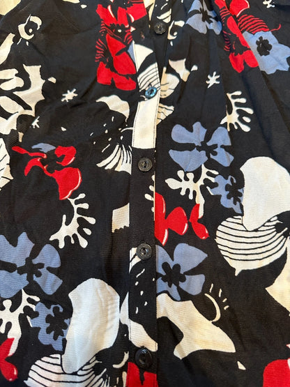Womens I.E. relaxed Black , Blue, Red Floral Collared Blouse - Size Small