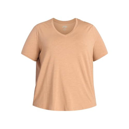 Terra & Sky Women's Plus Size V-Neck Tee with Short Sleeves, Size 0X-5X