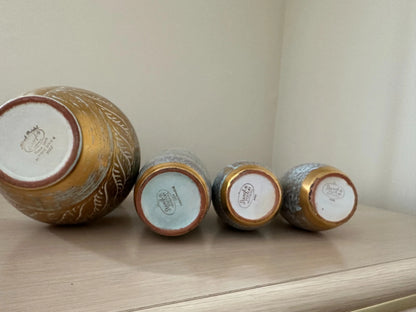 Lot of 4 Vintage Stangl Vases - Antique Gold Wash - Various Sizes