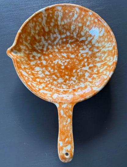 Vintage Stangl Pottery Town & Country Orange Spongeware Skillet Clock Face 9x8.5