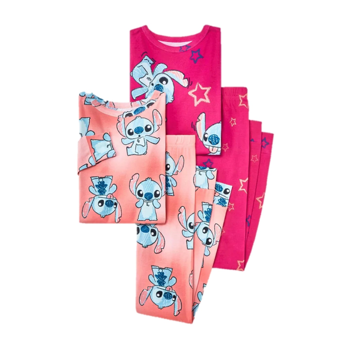 Lilo & Stitch Girls Snug Fit 4pc Pajama Set - Pink (XS)