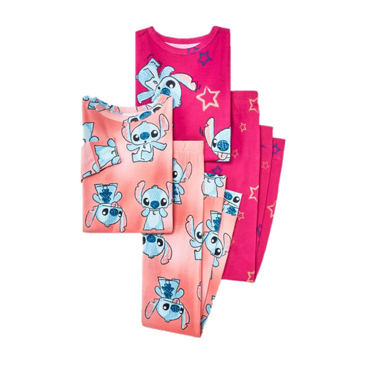 Lilo & Stitch Girls Snug Fit 4pc Pajama Set - Pink (XS)