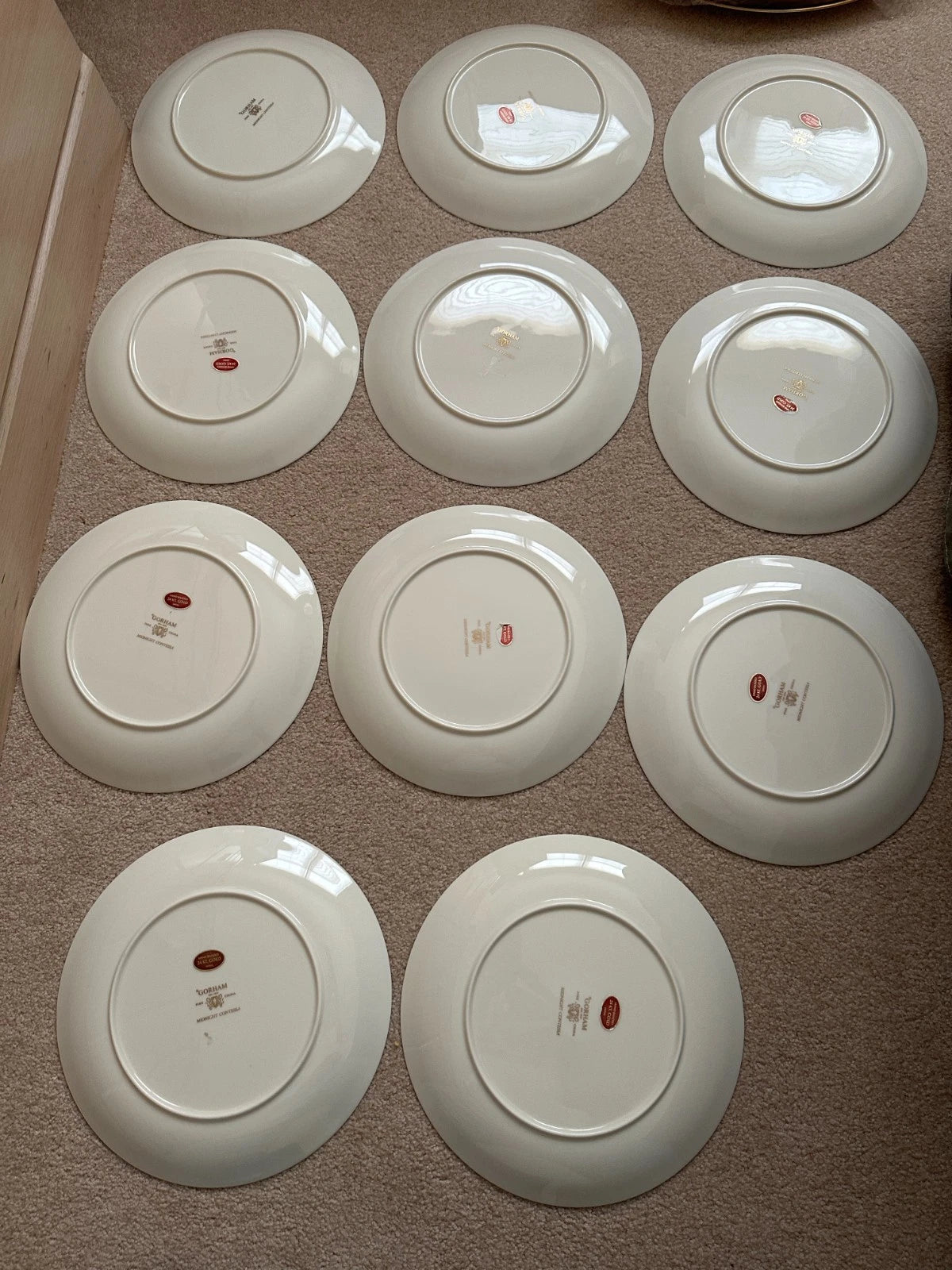 12 Gorham Midnight Contessa Dinner Plates - 10 7/8" - Gold, Platinum, Black