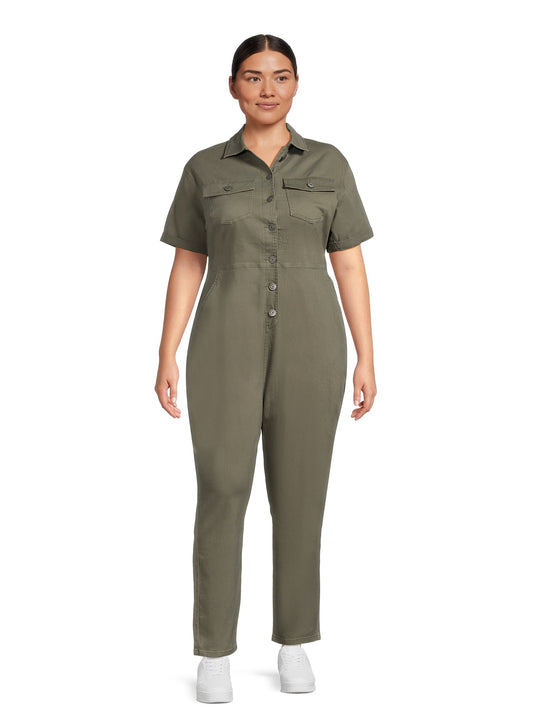 Celebrity Pink Juniors Plus Size Roll Cuff Boiler Suit - Sizes, 1X-3X