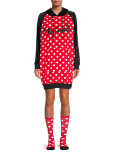 Womens Hooded Sleepshirt Lounger with Socks - Grinch, Stitch, Minnie Mouse