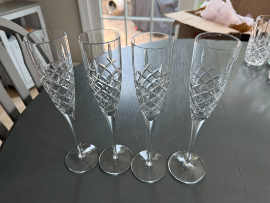Lot 4 - Vintage Gorham Crystal Lady Anne Champagne Flute Glasses